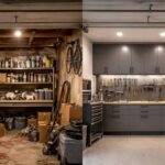 Before and after garage workshop makeover