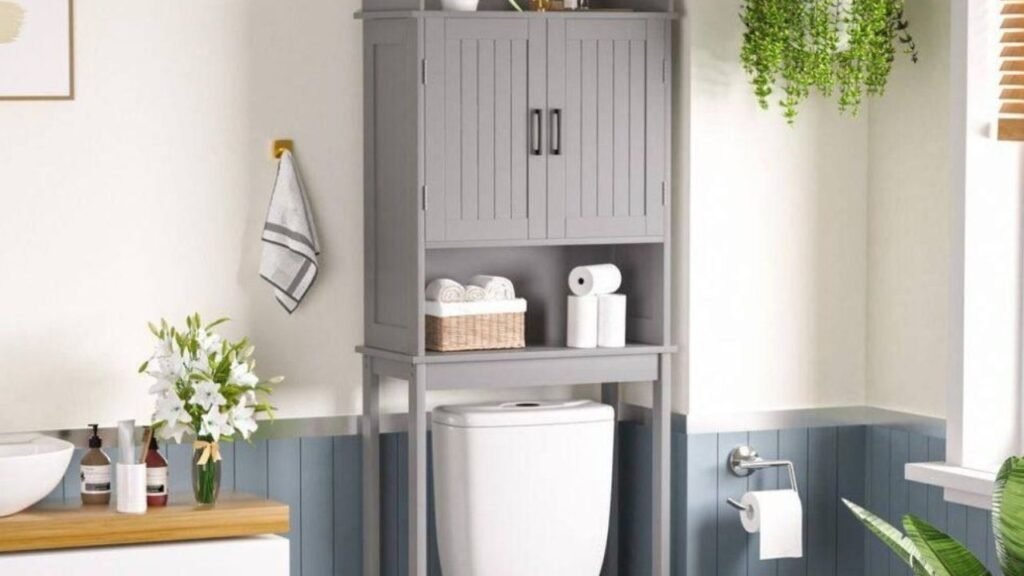 Bathroom Cabinet Ideas Above Toilet with Built-In Shelving