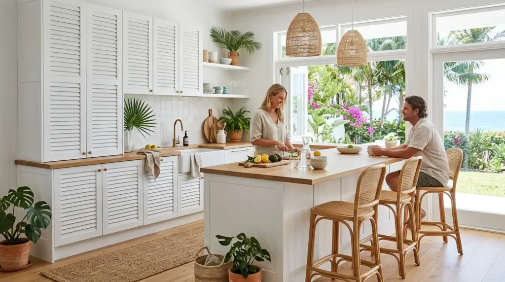 louvered cabinet doors with horizontal angled slats