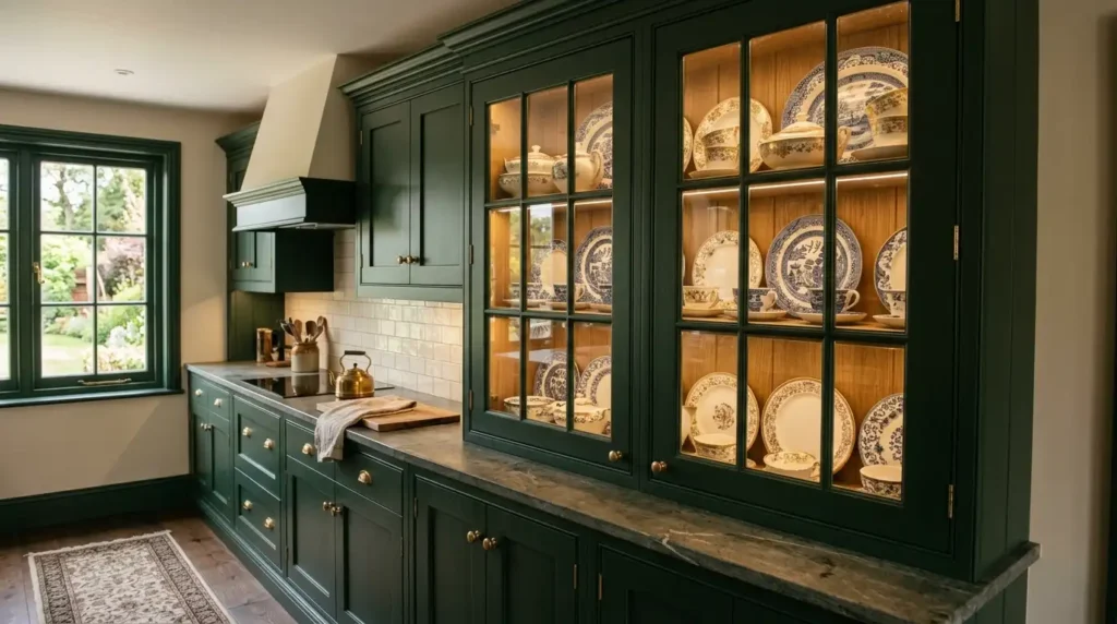 Mullion glass cabinet doors with divided glass panels