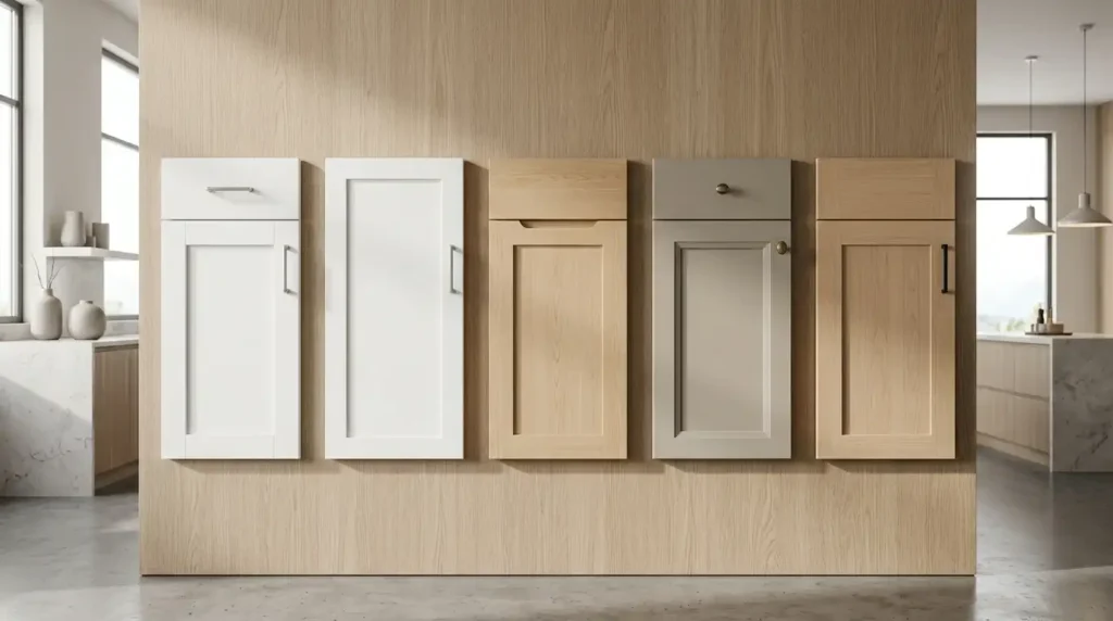 A row of wooden shaker-style cabinets