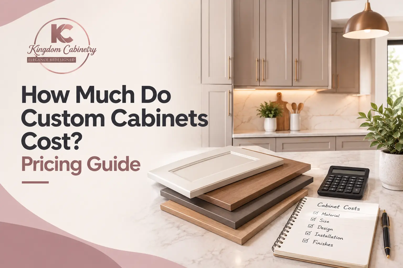 Custom cabinet pricing guide with kitchen samples