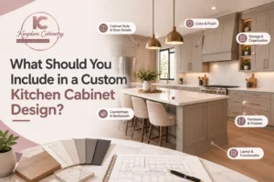 Custom kitchen cabinet design with key features